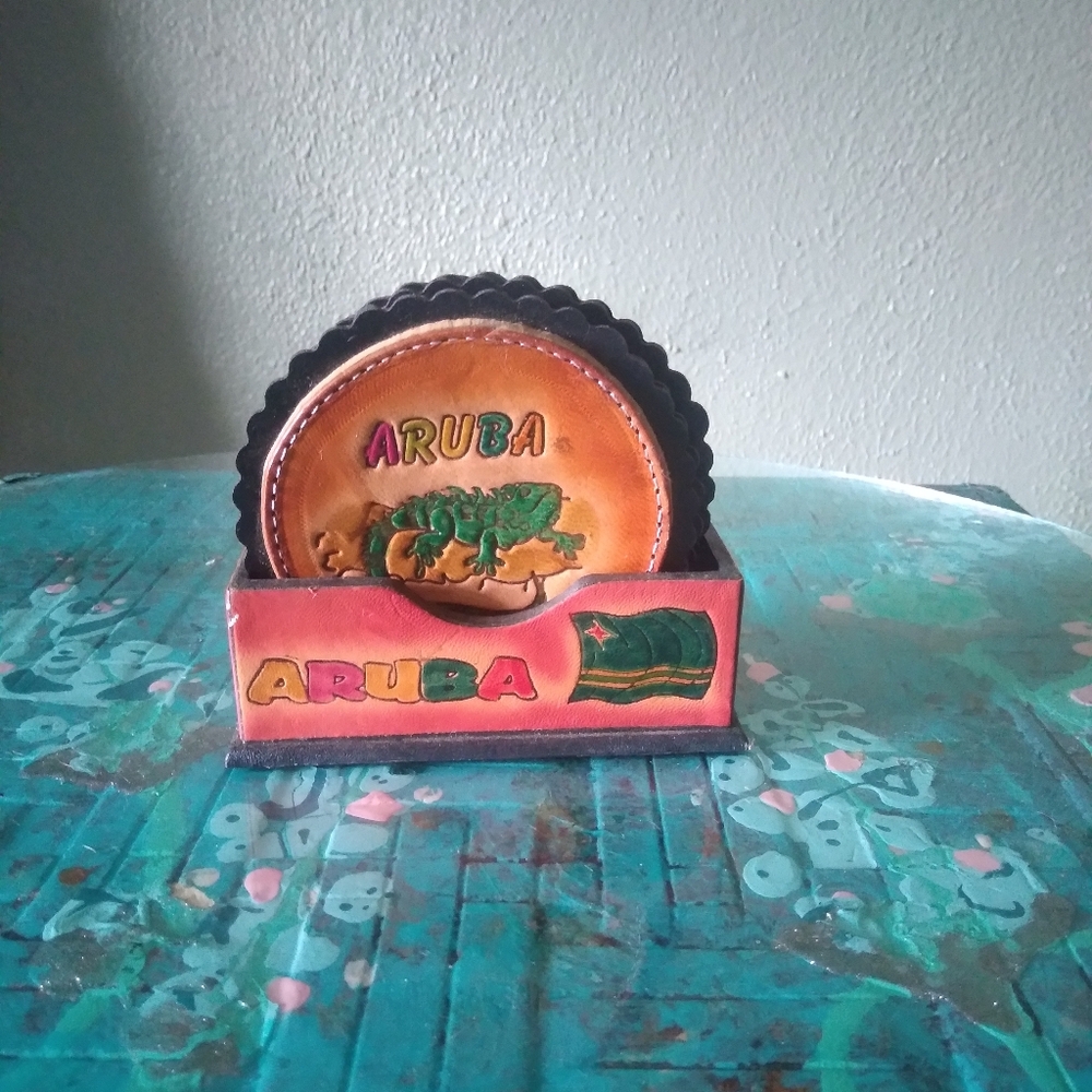 Aruba leather coasters